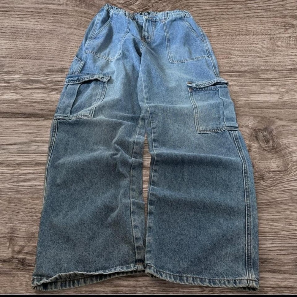 28x28 Blue Baggy Wide Leg Skater Cargo Pants Y2K Grunge Vintage